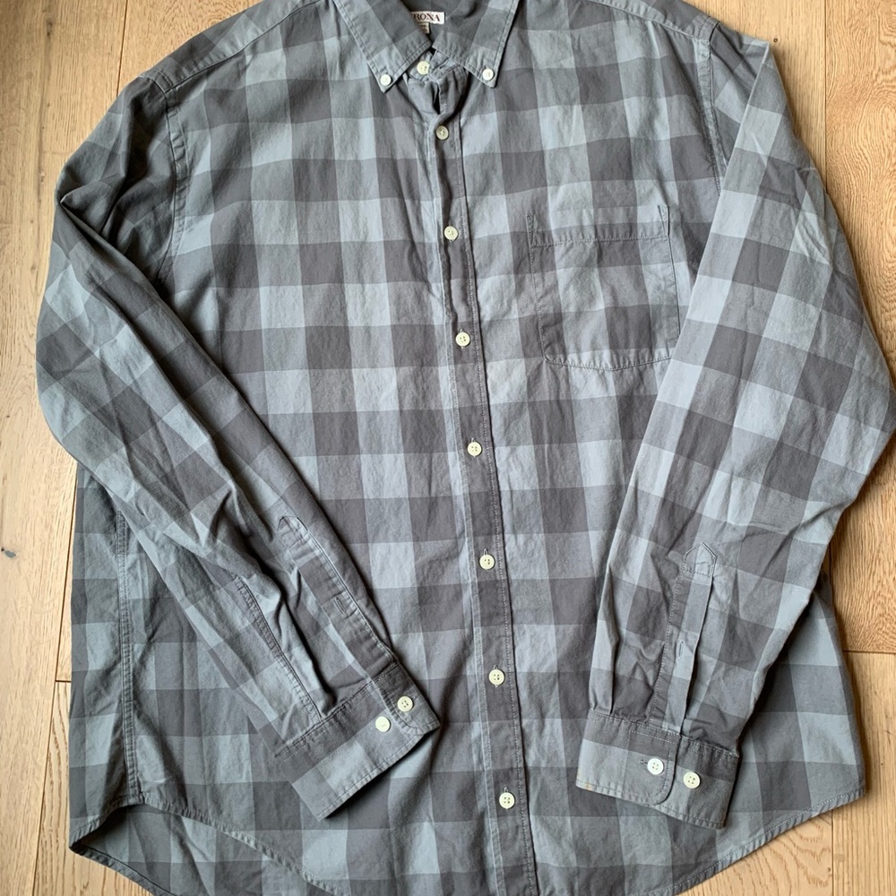 Merona Men's Charcoal Plaid Button Down Shirt